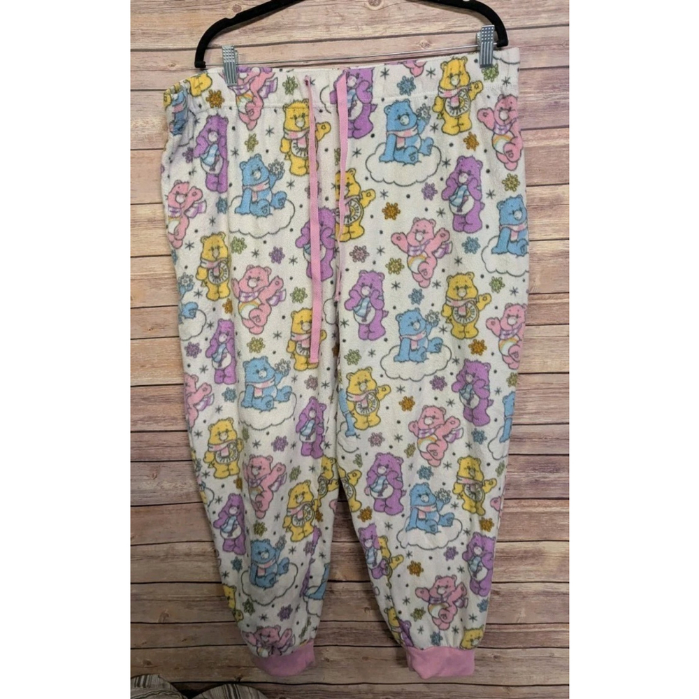 CARE BEARS Womens Jogger Lounge Pants 2xl Lightweight Minky Fleece Cuffed